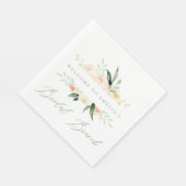 Perzik groene waterverf bloemige bruids brunch gun servet (Hoek)