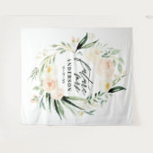 Perzik + groene waterverf bloemige bruidsdouche wandkleed (Voorkant (horizontaal))