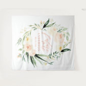 Perzik + groene waterverf bloemige bruidsdouche wandkleed (Voorkant (horizontaal))