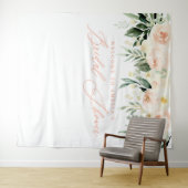 Perzik + groene waterverf bloemige bruidsdouche wandkleed (In Situ (horizontaal))