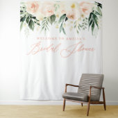 Perzik + groene waterverf bloemige bruidsdouche wandkleed (In situ)