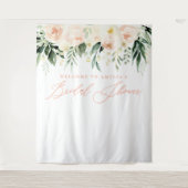 Perzik + groene waterverf bloemige bruidsdouche wandkleed (Voorkant)