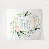 Perzik + groene waterverf florale vrijgezellenfees wandkleed (Voorkant (horizontaal))