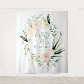 Perzik + groene waterverf florale vrijgezellenfees wandkleed (Voorkant)