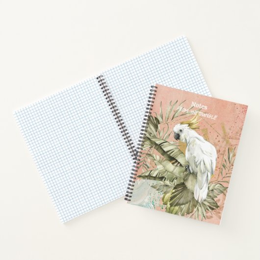 Perzik Grunge Boho Bloemen Kaketoe Notitieboek (Binnen)