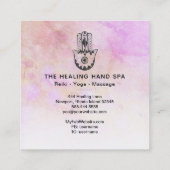 *~* Perzik Hamsa Hand Fatima Craters of Moon Vierkante Visitekaartje (Achterkant)