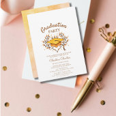 Perzik Hand-getrokken gouden Pet afstuderen Kaart