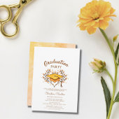 Perzik Hand-getrokken gouden Pet afstuderen Kaart