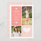 Perzik hart doedels foto collage Afstuderen Kaart (Voorkant / Achterkant)