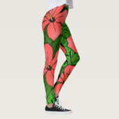 Perzik Hibiscus & Monstera Leggings (Rechts)