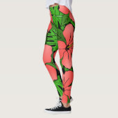 Perzik Hibiscus & Monstera Leggings (Links)