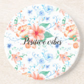 Perzik Hibiscus Tropical Floral Zandsteen Onderzetter (Voorkant)