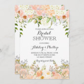 perzik hortensia bruids douche uitnodiging (Voorkant / Achterkant)