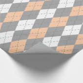 Perzik Houtskool Donkergrijs Wit XL Argyle Cadeaupapier (Hoek)