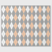 Perzik Houtskool Donkergrijs Wit XL Argyle Cadeaupapier (Vlak)