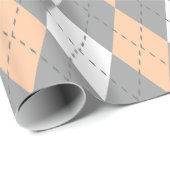 Perzik Houtskool Donkergrijs Wit XL Argyle Cadeaupapier (Rol Hoek)