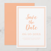 Perzik Huwelijk Save The Date Minimalistische Aank (Voorkant / Achterkant)