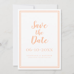Perzik Huwelijk Save The Date Minimalistische Aank