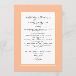 Perzik Huwelijks Calligrafie Elegant Gastendiner Menu