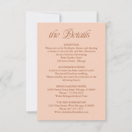 Perzik Huwelijksdetails Informatie Insteekkaart RSVP Kaartje
