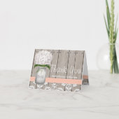 Perzik Hydrangea Monogram Gemerkte Metselaars Pot Bedankkaart (Voorkant)