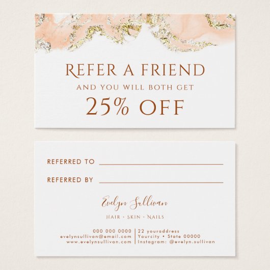 Perzik inkt verwijzingskaart visitekaartje (Voorkant /achterkant)