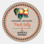 Perzik Inmaakpot Kraft Papier Stijl Label (Voorkant)