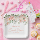 Perzik Ivoor Bloem Bruidsdiner Papieren Bordje (Feest)