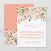 Perzik Ivoor Bloemen Vrijgezellenfeest Dank u kaar Kaart (Voorkant / Achterkant)