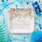 Perzik Ivoor Bloemige Bruiloftsborrel Papieren Bordje (Feest)