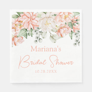 Perzik Ivoor Floral Vrijgezellenfeest Servet