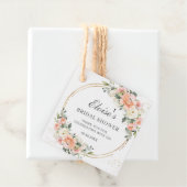 Perzik ivoor roze bloemige bruidsdouche bedankje bedankjes labels (In situ)