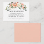 Perzik Ivoor Wit Roze Bloemen Huwelijk Wishing Wel Informatiekaartje (Voorkant / Achterkant)