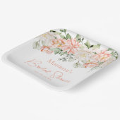 Perzik Ivoorkleurig Bloemig Bruiloftsfeest Papieren Bordje (Gebogen)