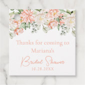 Perzik ivoorkleurige bloem bruiloftsborrel  bedankjes labels (Voorkant)