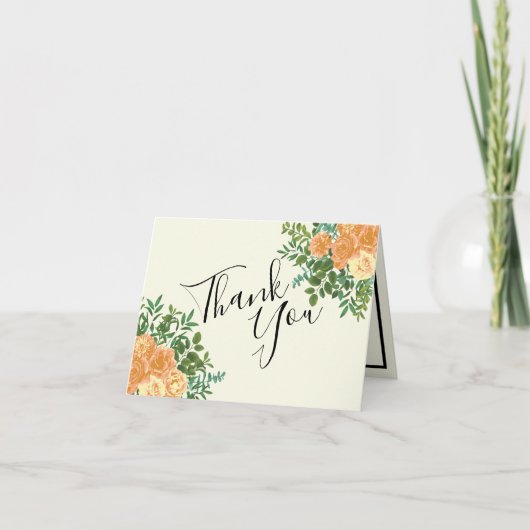 Perzik & Ivory Peony Roos Floral Weddenschap Harte Bedankkaart (Voorkant)