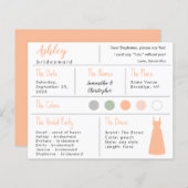 Perzik Jurk Kleur Bruidsmeisje Informatie Kaart (Voorkant / Achterkant)