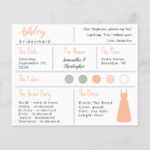 Perzik Jurk Kleur Bruidsmeisje Informatie Kaart (Voorkant)