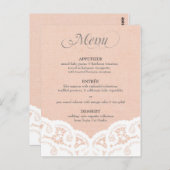 Perzik Kant Dagelijks Bruiloft Menu (Voorkant / Achterkant)