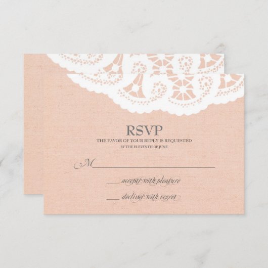 Perzik Kant Dagelijks Bruiloft RSVP (Voorkant / Achterkant)