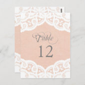 Perzik Kant Dagelijks Bruiloft Tafel Nummer Tafel Briefkaart (Voorkant / Achterkant)