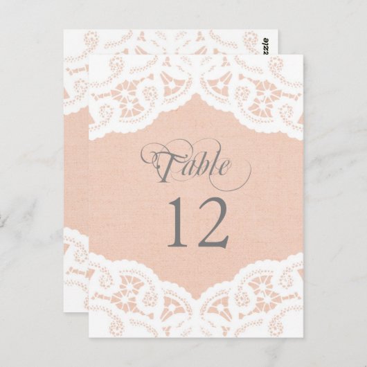 Perzik Kant Dagelijks Bruiloft Tafel Nummer Tafel  Briefkaart (Voorkant / Achterkant)