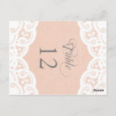 Perzik Kant Dagelijks Bruiloft Tafel Nummer Tafel Briefkaart (Achterkant)