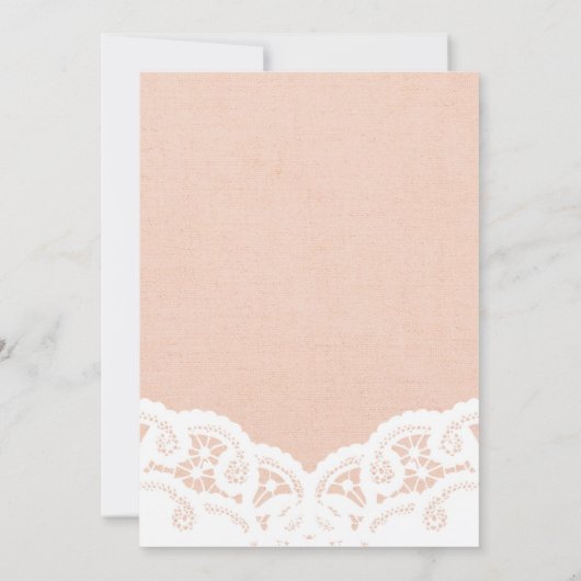 Perzik Kant Dagelijks Bruiloft Uitnodiging (Achterkant)