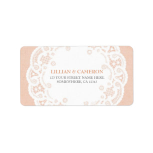 Perzik Kant Doily Adresetiketten Etiket