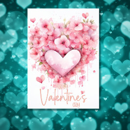 Perzik kersenbloesem hart Fijne Valentijnsdag Feestdagenkaart