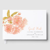 Perzik kersenbloesem waterverf aangepaste bruiloft gastenboek (Voorkant)