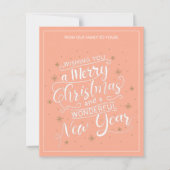 Perzik Kerstmis Nieuwjaar Foto Vakantiekaart (Voorkant)