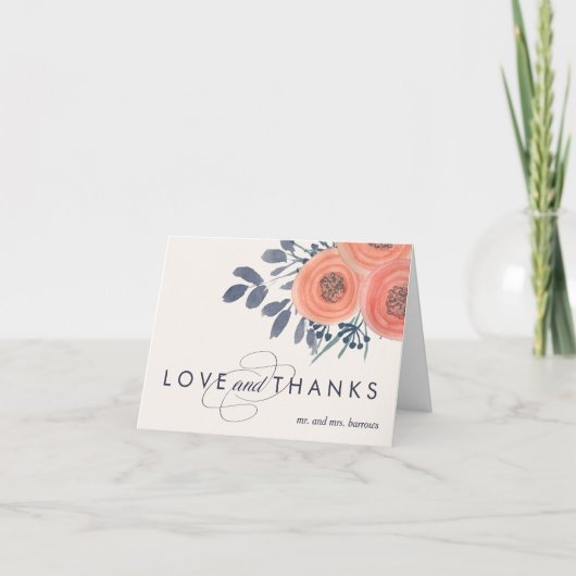 Perzik Klaprozen Dank je wel Bedankkaart (Voorkant)