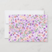 Perzik, Klei, Lila Rose Bouquet bruiloft RSVP Kaar (Achterkant)